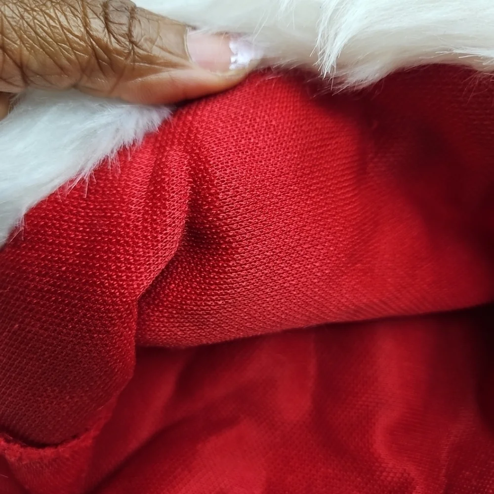 Red Santa Hat with White Fur Trim Set Of 2